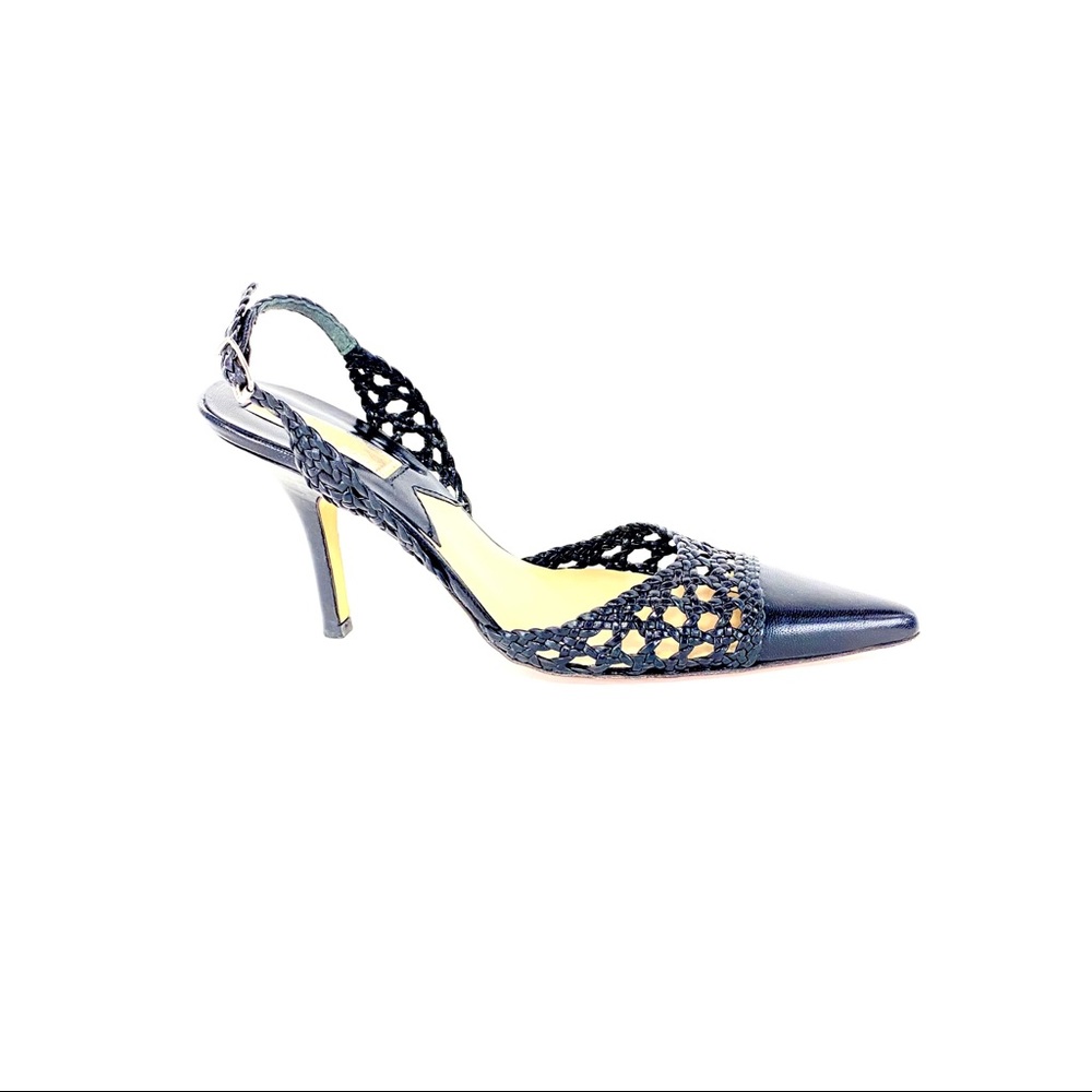🌹MICHAEL KORS COLLECTION Black Woven Leather Slingbacks🌹 - Picture 6 of 12